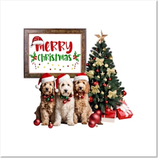 Three Doodle Dog Merry Christmas! Posters and Art